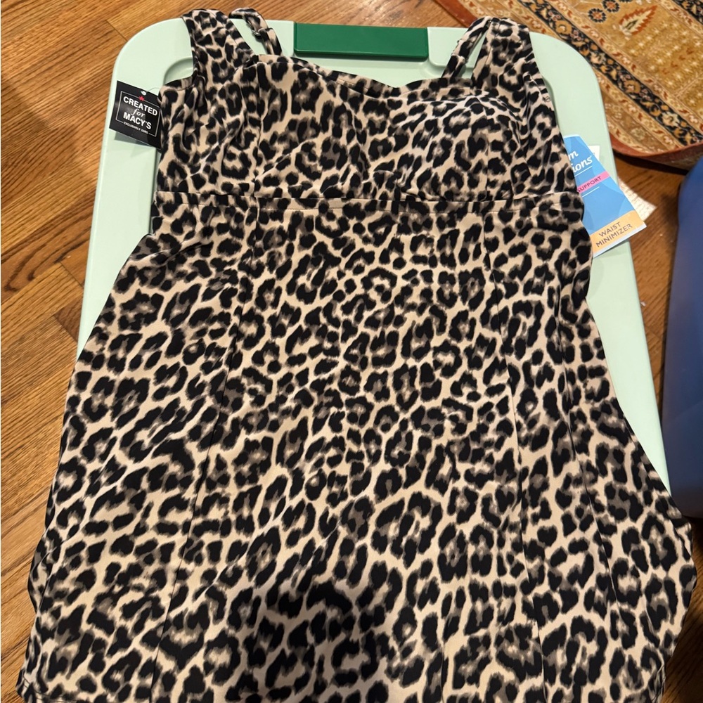NWT‎ Swim Solutions Women’s Tummy Control Square Neck Swim Dress Animal Print - Picture 5 of 8